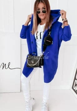 Plaszcz Alpaka Z Kapturem Montecarmelo Kobaltowy