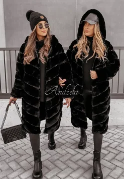 Plaszcz Z Imitacji Futra Winteria Czarny