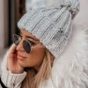 Pleciona Czapka Z Pomponem Laponia Szara