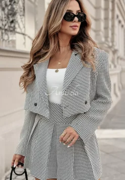 Plisowana Spodniczka Mini W Pepitke Prestige Pride Czarno-Biala