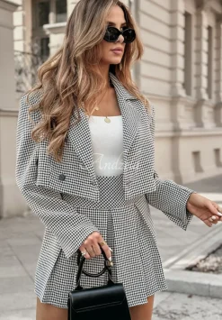 Plisowana Spodniczka Mini W Pepitke Prestige Pride Czarno-Biala