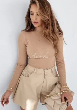 Prazkowana Bluzka Z Polgolfem Classy Closet Bezowa