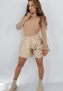 Prazkowana Bluzka Z Polgolfem Classy Closet Bezowa