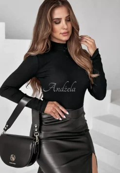 Prazkowana Bluzka Z Polgolfem Classy Closet Czarna
