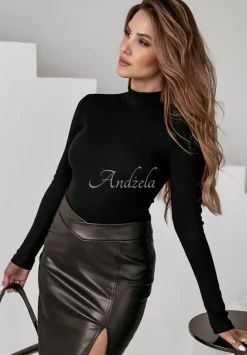 Prazkowana Bluzka Z Polgolfem Classy Closet Czarna