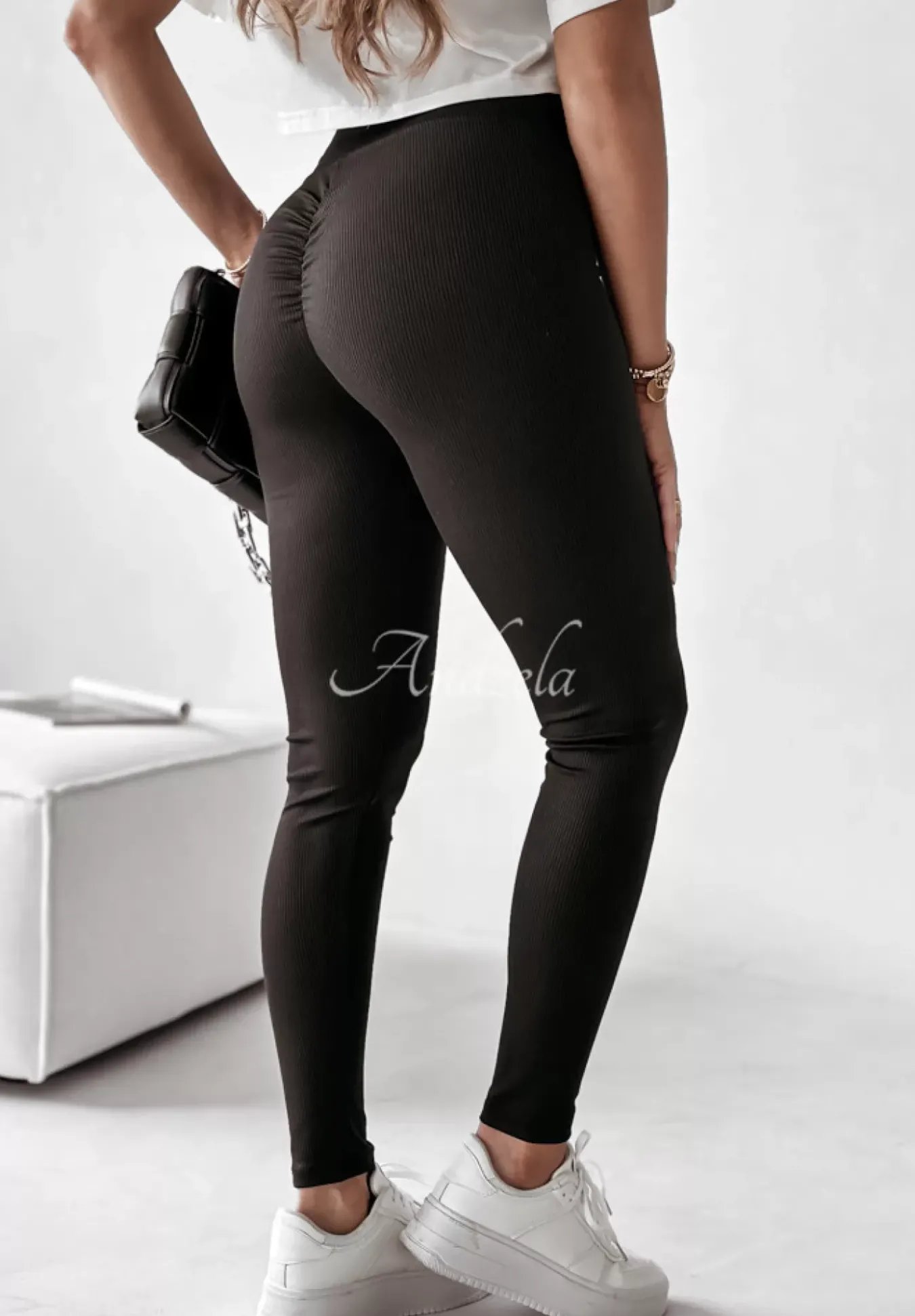 Prazkowane Legginsy Chic Essentials Czarne
