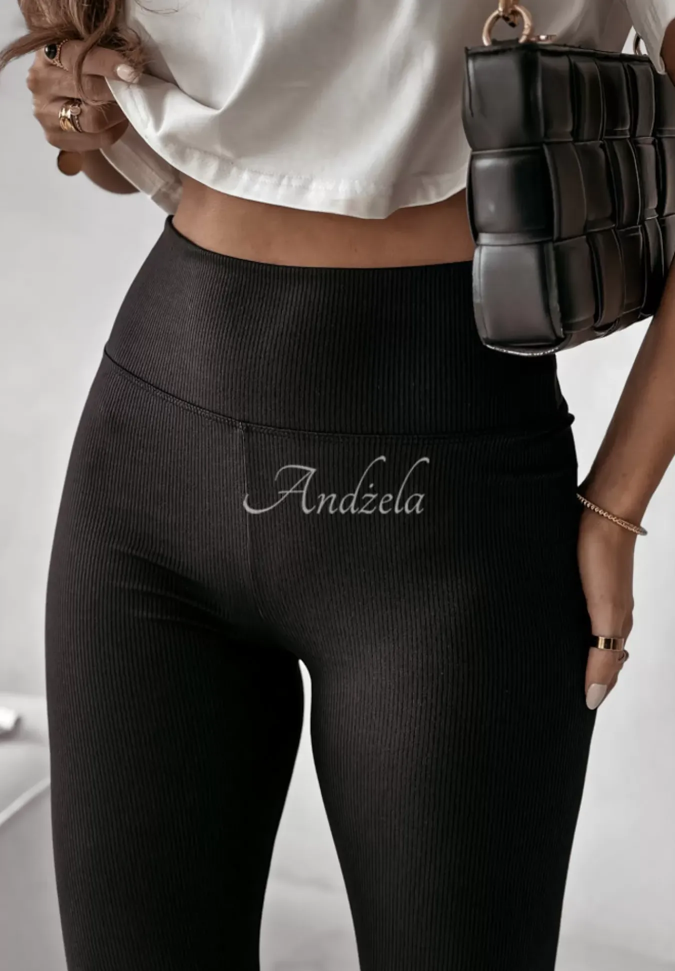 Prazkowane Legginsy Chic Essentials Czarne