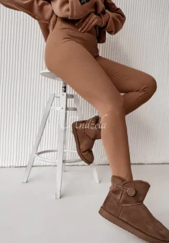 Prazkowane Legginsy Siempre Camelowe