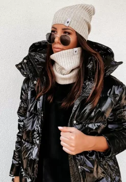 Prazkowany Komin Line Bezowy