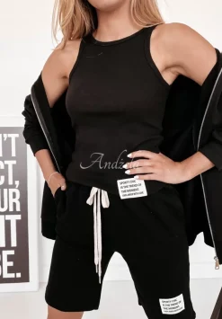 Prazkowany Top Sporty Chic Czarny