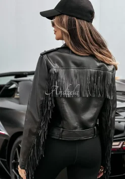Ramoneska Z Imitacji Skory Z Fredzlami My People Czarna