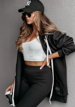 Rozpinana Bluza Z Kapturem Siempre Czarna