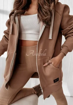 Rozpinana Bluza Z Kapturem Siempre Camelowa