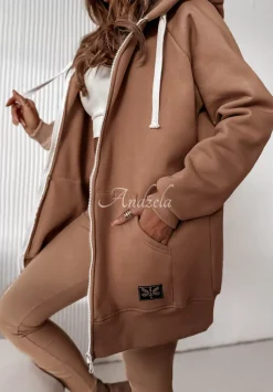 Rozpinana Bluza Z Kapturem Siempre Camelowa