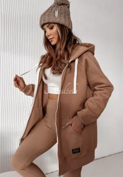 Rozpinana Bluza Z Kapturem Siempre Camelowa
