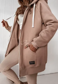 Rozpinana Bluza Z Kapturem Siempre Bezowa