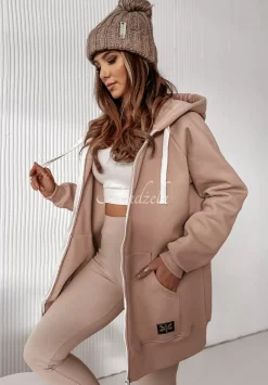 Rozpinana Bluza Z Kapturem Siempre Bezowa