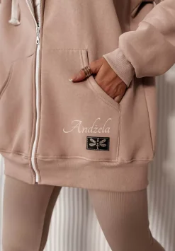 Rozpinana Bluza Z Kapturem Siempre Bezowa