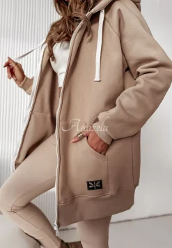 Rozpinana Bluza Z Kapturem Siempre Jasnobezowa