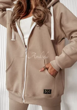 Rozpinana Bluza Z Kapturem Siempre Jasnobezowa