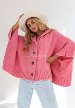 Rozpinany Kardigan Oversize Cocomore Miracle Happens Rozowy