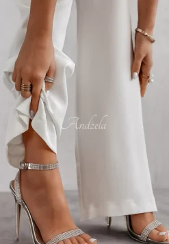 Sandalki Na Szpilce Z Krysztalkami Hold My Crown Srebrne