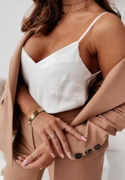 Satynowy Top Tiliana Bialy