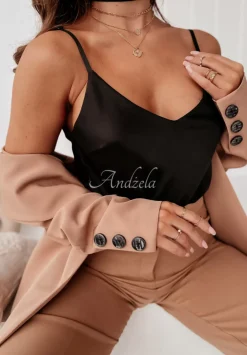 Satynowy Top Tiliana Czarny