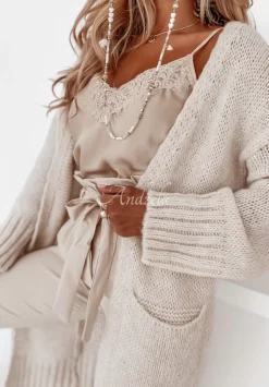 Satynowy Top Z Koronka Veneto Nude