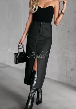 Spodnica Midi Z Rozcieciem Somebody Stop Me Czarna