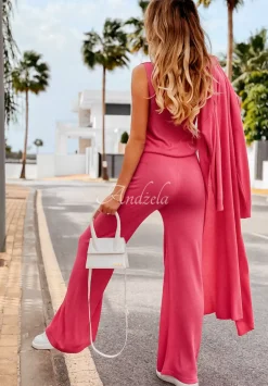 Spodnie Dzianinowe Wide Leg Back To Basics Rozowe