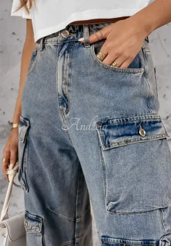 Spodnie Jeansowe Cargo Z Kieszeniami Payton Niebieskie