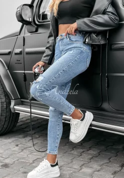 Spodnie Jeansowe Skinny Splashy Niebieskie