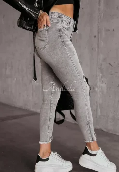 Spodnie Jeansowe Skinny Z Przetarciami Strong Enough Szare
