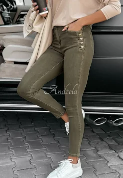 Spodnie Jeansowe Skinny Z Guzikami Girl In Jeans Khaki
