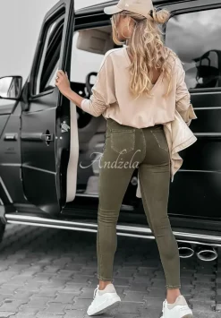 Spodnie Jeansowe Skinny Z Guzikami Girl In Jeans Khaki