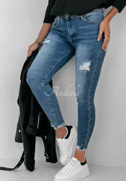 Spodnie Jeansowe Skinny Z Przetarciami Good Job Niebieskie