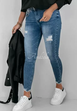 Spodnie Jeansowe Skinny Z Przetarciami Good Job Niebieskie