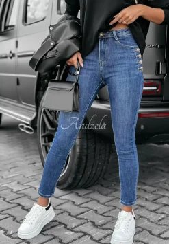 Spodnie Jeansowe Skinny Z Guzikami Girl In Jeans Niebieskie