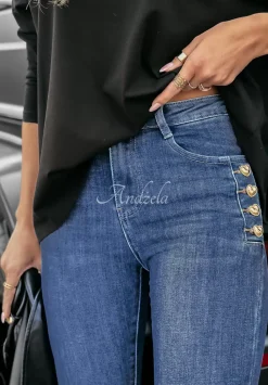 Spodnie Jeansowe Skinny Z Guzikami Girl In Jeans Niebieskie