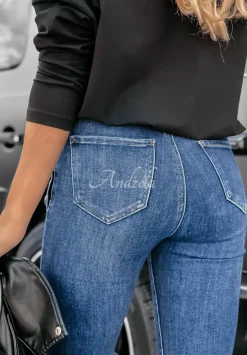 Spodnie Jeansowe Skinny Z Guzikami Girl In Jeans Niebieskie