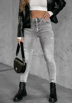 Spodnie Jeansowe Skinny Z Przetarciami Never Change Jasnoszare
