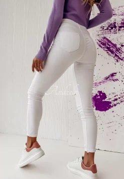 Spodnie Jeansowe Skinny Z Przetarciami Molise Biale