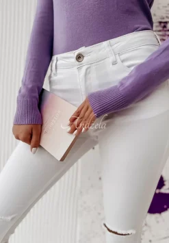 Spodnie Jeansowe Skinny Z Przetarciami Molise Biale