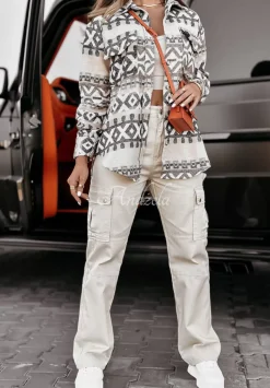 Spodnie Jeansowe Straight Cargo Z Kieszeniami Keaton Bezowe