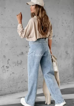 Spodnie Jeansowe Straight Afford It Jasnoniebieskie