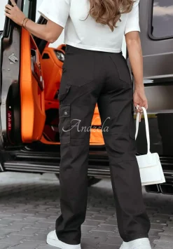 Spodnie Jeansowe Straight Cargo Z Kieszeniami Keaton Czarne
