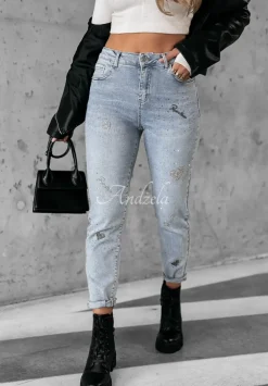 Spodnie Jeansowe Z Krysztalkami Born To Shine Jasnoniebieskie