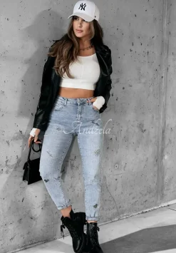 Spodnie Jeansowe Z Krysztalkami Born To Shine Jasnoniebieskie