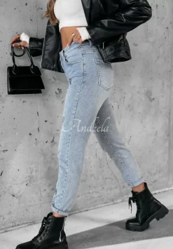 Spodnie Jeansowe Z Krysztalkami Born To Shine Jasnoniebieskie